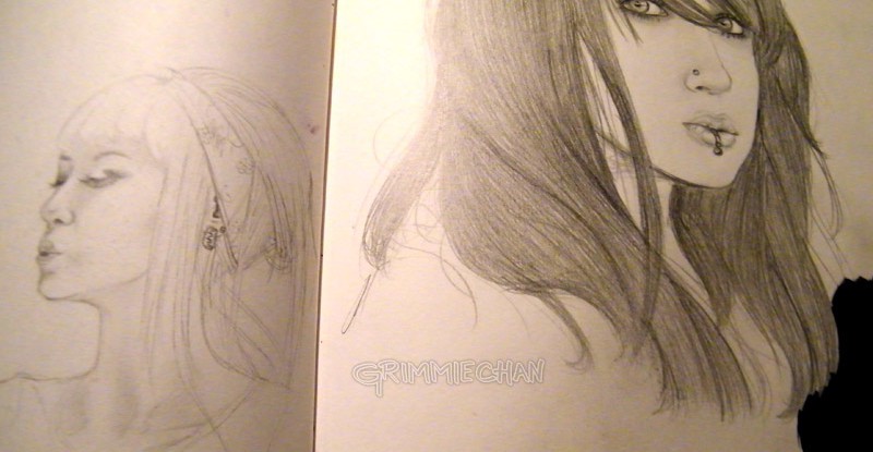 Art: Doodling Random Girls drawing by Grimmiechan